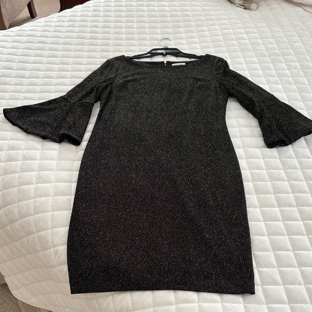 Calvin Klein Black Sparkle Long Sleeve Dress
